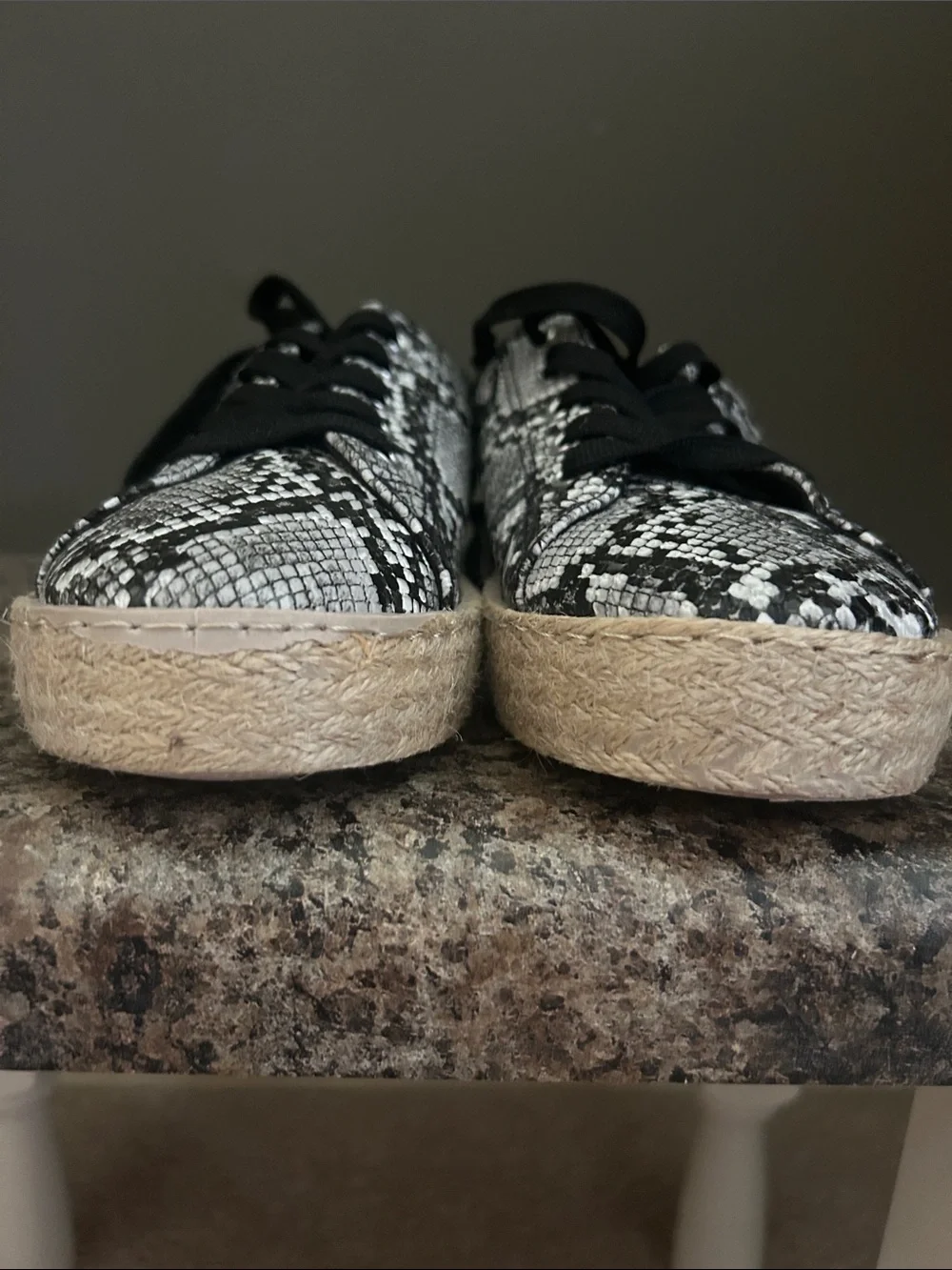 Olivia Miller Snake Print Lace Up Espadrille Sneakers - Black & White - Picture 11 of 12